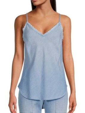 NWT Cloth & Stone x Evereve Light Blue Chambray Raw Hem Tank Top